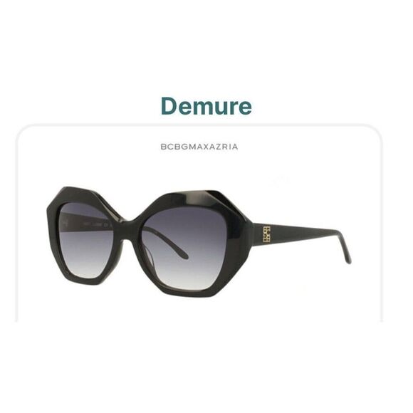 BCBGmaxazria New Womens Solid Black Demure Octagon Sunglasses - Picture 3 of 6